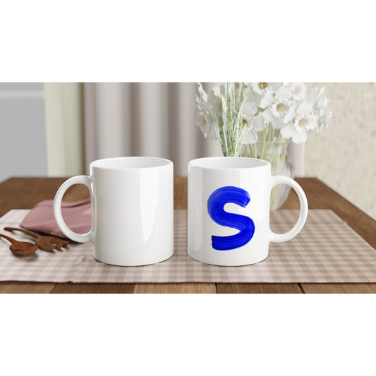 Letter S - Blue paint Mok - Beker