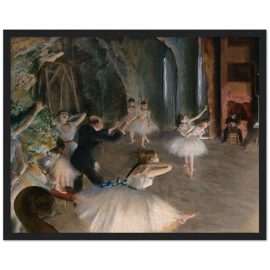 Repetitie op het podium - Edgar Degas | poster | mat papier | houten lijst