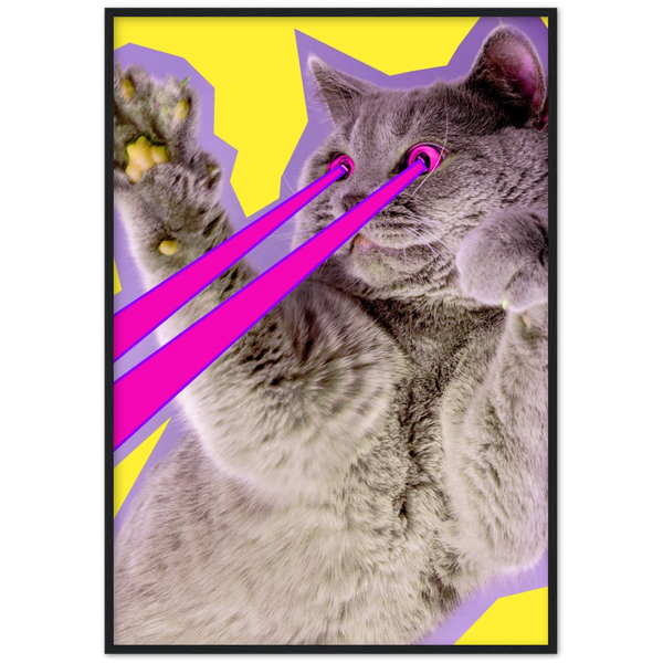 The pink power cat | poster | mat papier | houten lijst