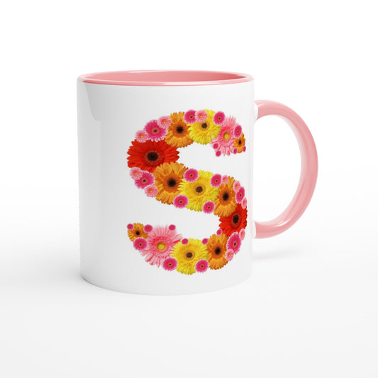 Letter S - Bloemen Mok | Meerdere kleuren!