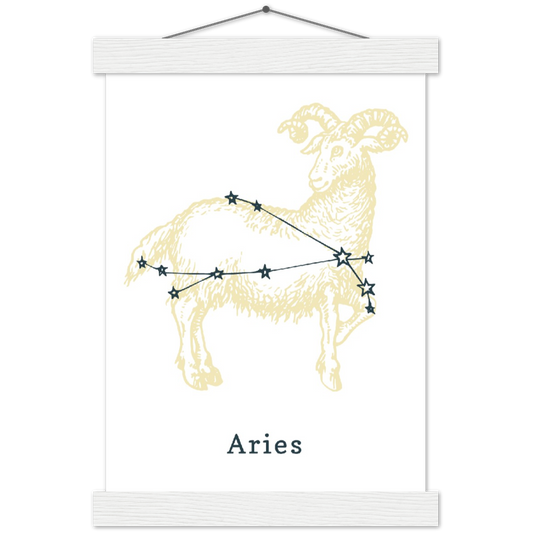Sterrenbeeld poster ARIES - Ram | mat papier poster met houten hanger