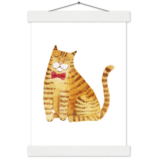 Mister Miauw | mat papier poster met houten hanger