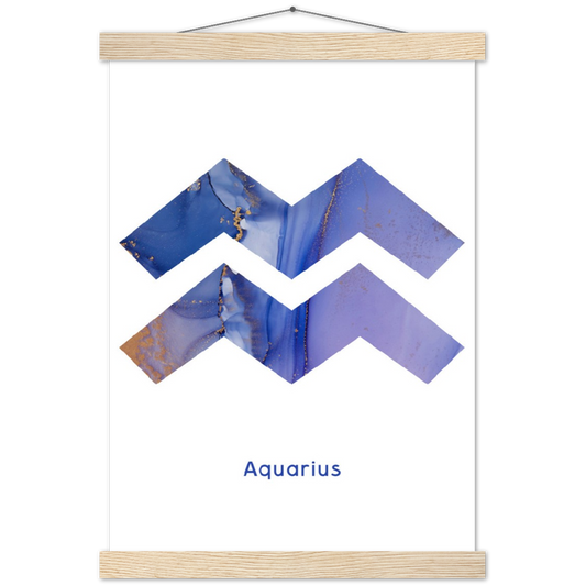 Sterrenbeeld poster AQUARIUS - WATERMAN | mat papier poster met houten hanger
