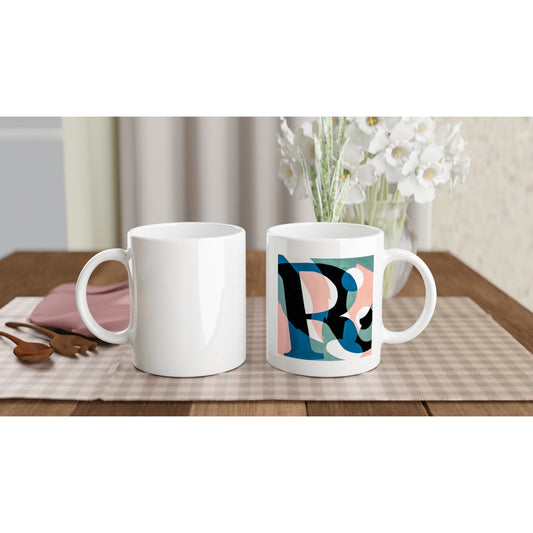 Letter R - Abstract art Mok - Beker