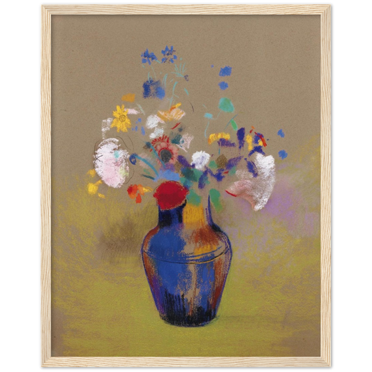 Vaas met bloemen - Odilon Redon | poster | mat papier | houten lijst