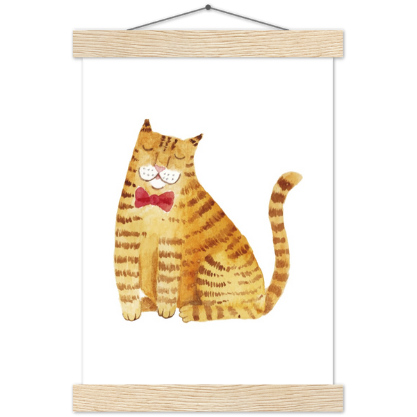 Mister Miauw | mat papier poster met houten hanger